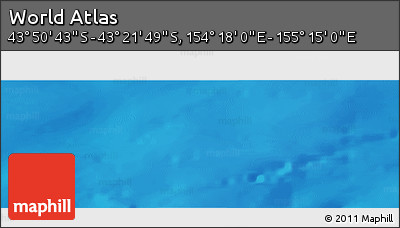 Physical Panoramic Map of the Area around 43° 36' 16" S, 154° 46' 30" E