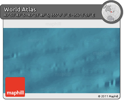 Satellite 3D Map of the Area around 43° 36' 16" S, 155° 37' 30" E