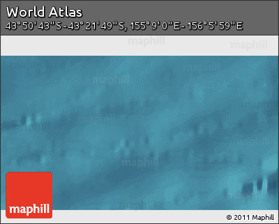 Satellite 3D Map of the Area around 43° 36' 16" S, 155° 37' 30" E