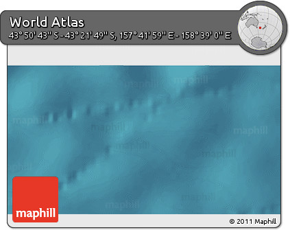 Satellite 3D Map of the Area around 43° 36' 16" S, 158° 10' 30" E