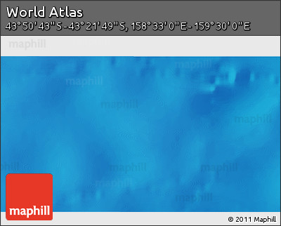 Physical 3D Map of the Area around 43° 36' 16" S, 159° 1' 30" E