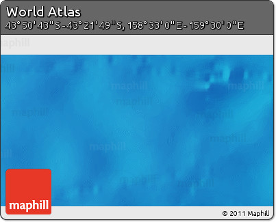 Physical 3D Map of the Area around 43° 36' 16" S, 159° 1' 30" E