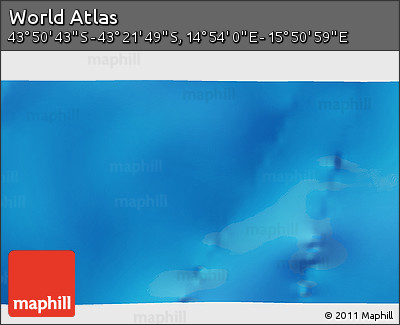 Physical 3D Map of the Area around 43° 36' 16" S, 15° 22' 30" E