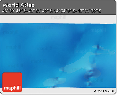 Physical 3D Map of the Area around 43° 36' 16" S, 15° 22' 30" E