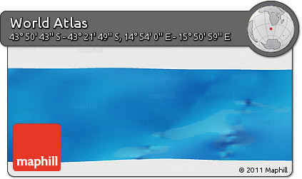 Physical Panoramic Map of the Area around 43° 36' 16" S, 15° 22' 30" E