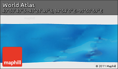 Physical Panoramic Map of the Area around 43° 36' 16" S, 15° 22' 30" E