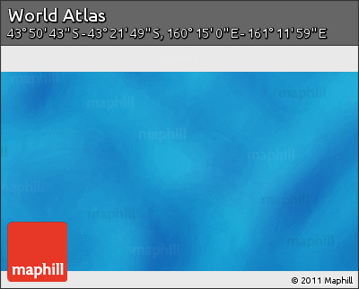 Physical 3D Map of the Area around 43° 36' 16" S, 160° 43' 29" E