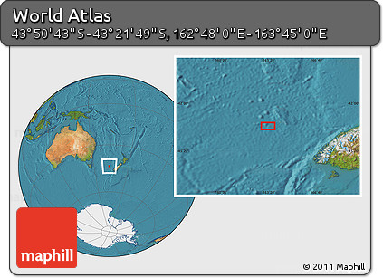 Satellite Location Map of the Area around 43° 36' 16" S, 163° 16' 30" E