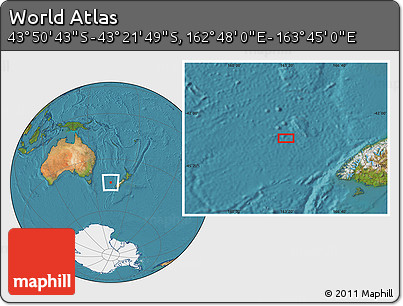 Satellite Location Map of the Area around 43° 36' 16" S, 163° 16' 30" E