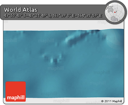 Satellite 3D Map of the Area around 43° 36' 16" S, 164° 7' 30" E