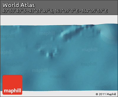 Satellite 3D Map of the Area around 43° 36' 16" S, 164° 7' 30" E