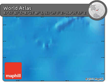 Physical Map of the Area around 43° 36' 16" S, 164° 7' 30" E