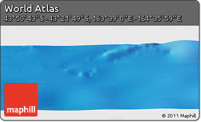 Physical Panoramic Map of the Area around 43° 36' 16" S, 164° 7' 30" E