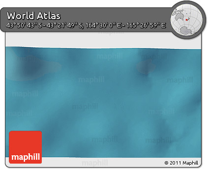 Satellite 3D Map of the Area around 43° 36' 16" S, 164° 58' 29" E