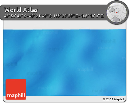 Physical 3D Map of the Area around 43° 36' 16" S, 165° 49' 29" E