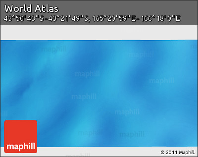 Physical 3D Map of the Area around 43° 36' 16" S, 165° 49' 29" E