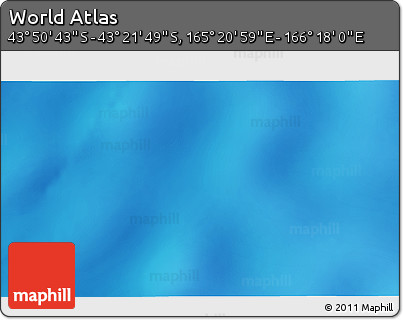 Physical 3D Map of the Area around 43° 36' 16" S, 165° 49' 29" E