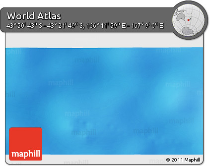 Physical 3D Map of the Area around 43° 36' 16" S, 166° 40' 30" E
