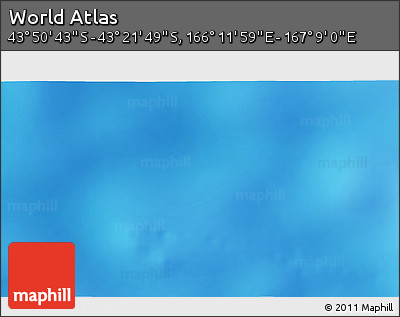 Physical 3D Map of the Area around 43° 36' 16" S, 166° 40' 30" E