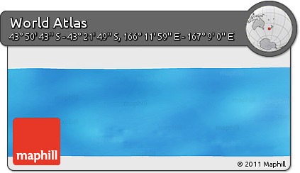 Physical Panoramic Map of the Area around 43° 36' 16" S, 166° 40' 30" E