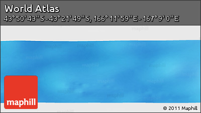 Physical Panoramic Map of the Area around 43° 36' 16" S, 166° 40' 30" E