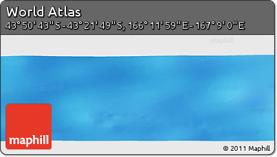 Physical Panoramic Map of the Area around 43° 36' 16" S, 166° 40' 30" E