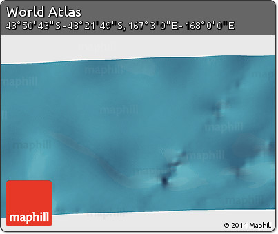 Satellite 3D Map of the Area around 43° 36' 16" S, 167° 31' 30" E