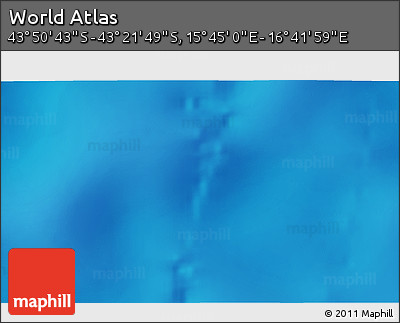 Physical 3D Map of the Area around 43° 36' 16" S, 16° 13' 30" E
