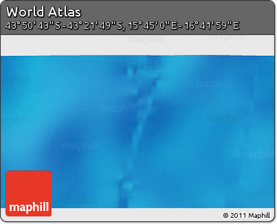 Physical 3D Map of the Area around 43° 36' 16" S, 16° 13' 30" E