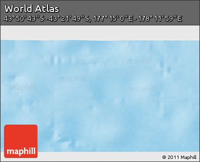 Physical 3D Map of the Area around 43° 36' 16" S, 177° 43' 29" E