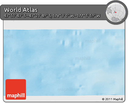Physical 3D Map of the Area around 43° 36' 16" S, 177° 34' 29" W