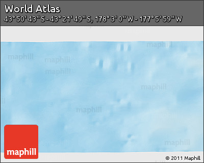 Physical 3D Map of the Area around 43° 36' 16" S, 177° 34' 29" W