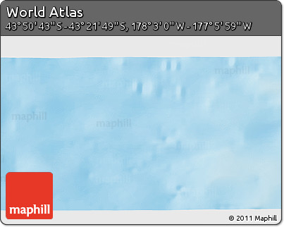 Physical 3D Map of the Area around 43° 36' 16" S, 177° 34' 29" W