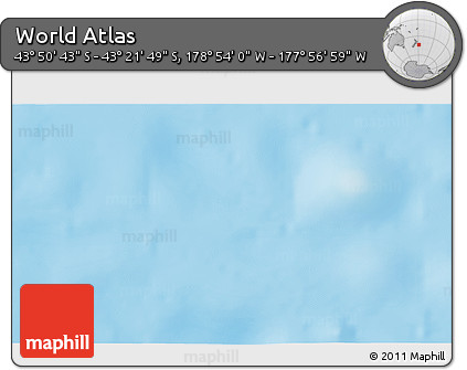 Physical 3D Map of the Area around 43° 36' 16" S, 178° 25' 30" W