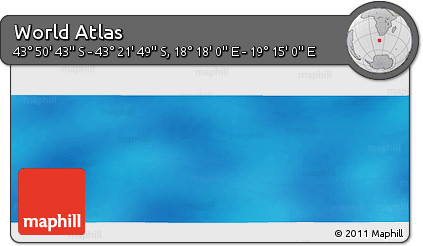 Physical Panoramic Map of the Area around 43° 36' 16" S, 18° 46' 29" E