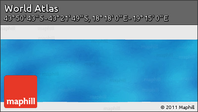 Physical Panoramic Map of the Area around 43° 36' 16" S, 18° 46' 29" E