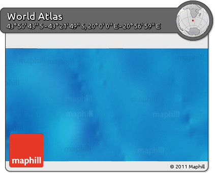 Physical 3D Map of the Area around 43° 36' 16" S, 20° 28' 30" E