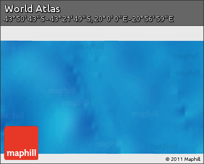 Physical 3D Map of the Area around 43° 36' 16" S, 20° 28' 30" E