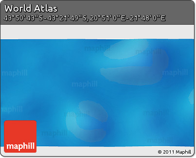 Physical 3D Map of the Area around 43° 36' 16" S, 21° 19' 30" E