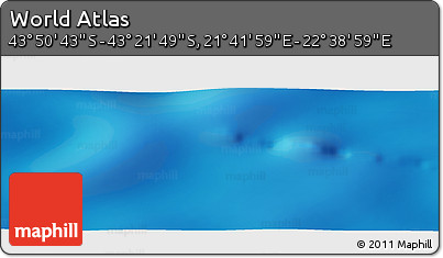 Physical Panoramic Map of the Area around 43° 36' 16" S, 22° 10' 29" E