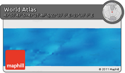 Physical Panoramic Map of the Area around 43° 36' 16" S, 23° 1' 29" E