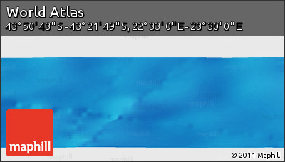 Physical Panoramic Map of the Area around 43° 36' 16" S, 23° 1' 29" E