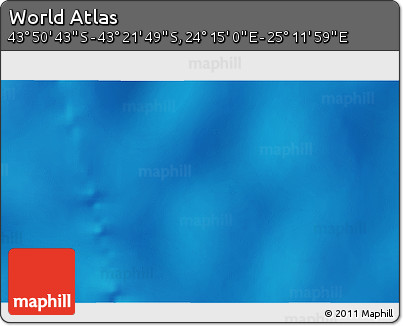 Physical 3D Map of the Area around 43° 36' 16" S, 24° 43' 30" E