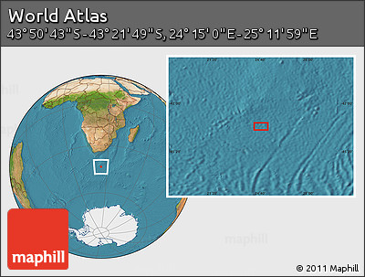 Satellite Location Map of the Area around 43° 36' 16" S, 24° 43' 30" E
