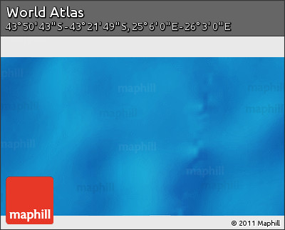 Physical 3D Map of the Area around 43° 36' 16" S, 25° 34' 30" E