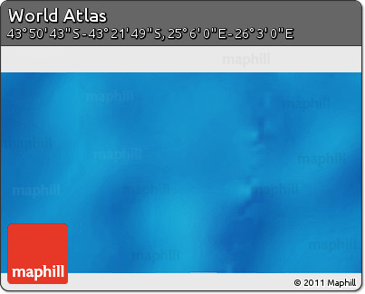 Physical 3D Map of the Area around 43° 36' 16" S, 25° 34' 30" E
