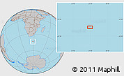 Gray Location Map of the area around 43° 36' 16" S, 27° 16' 29" E