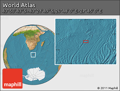 Satellite Location Map of the Area around 43° 36' 16" S, 27° 16' 29" E