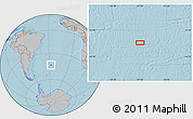Gray Location Map of the area around 43° 36' 16" S, 27° 7' 30" W, hill shading
