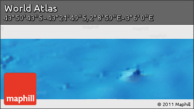 Physical Panoramic Map of the Area around 43° 36' 16" S, 2° 37' 30" E